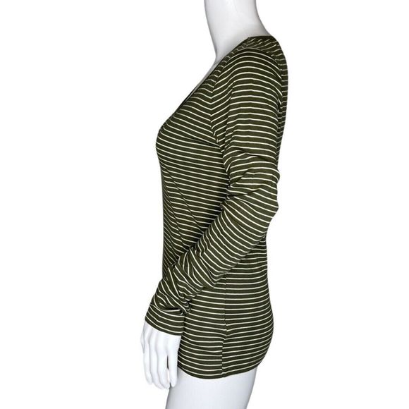 Gap‎ Shirt Women Medium Green White Stripe T-Shirt Everyday Basic Casual Minimal - Picture 3 of 8